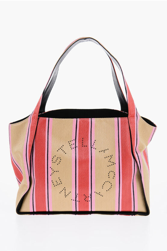 Stella McCartney Striped Raffia Tote Bag