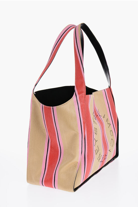 Stella McCartney Striped Raffia Tote Bag