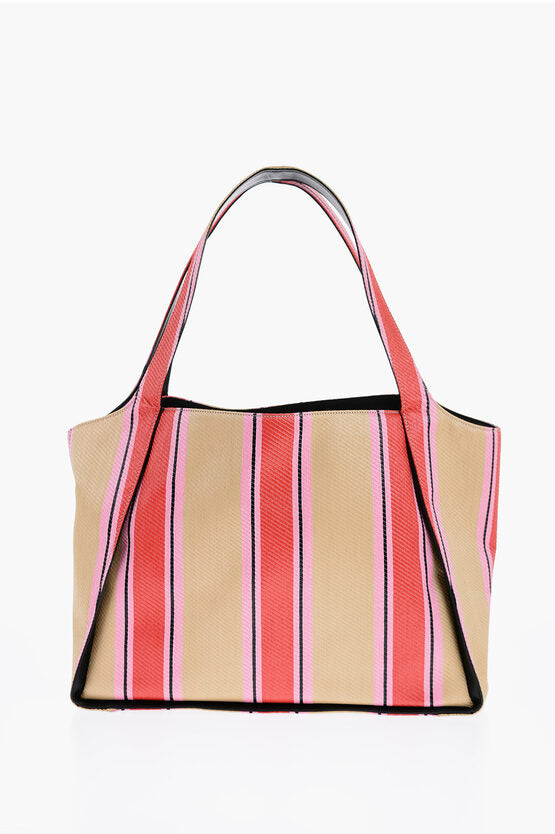 Stella McCartney Striped Raffia Tote Bag