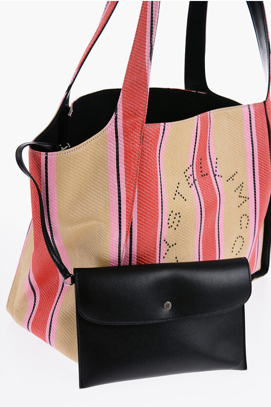 Stella McCartney Striped Raffia Tote Bag