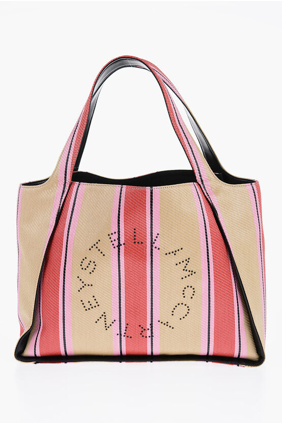 Stella McCartney Striped Raffia Tote Bag