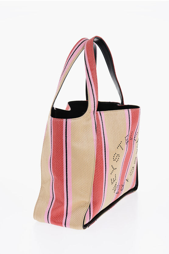 Stella McCartney Striped Raffia Tote Bag