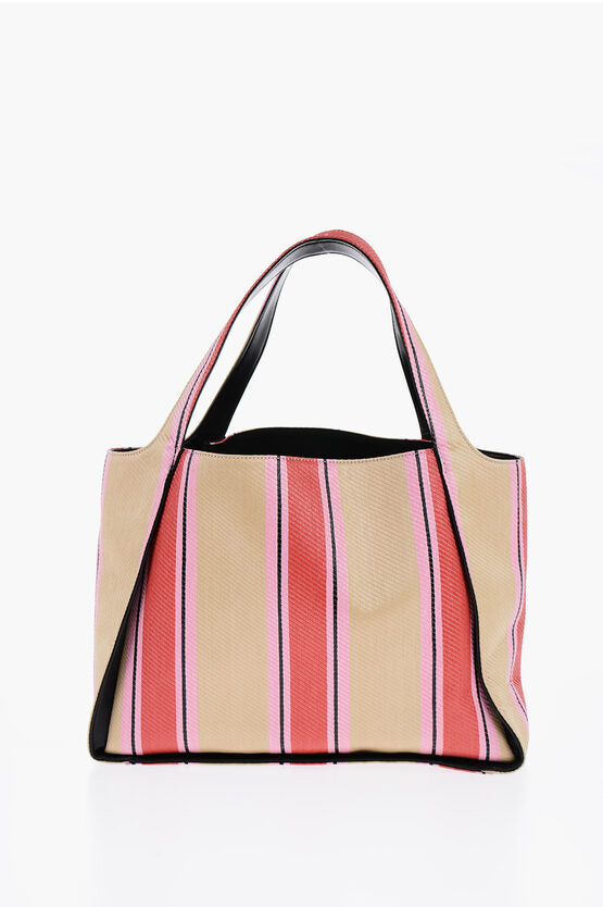 Stella McCartney Striped Raffia Tote Bag