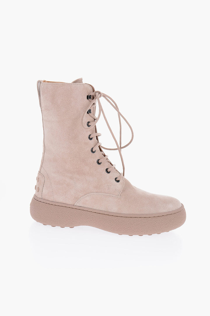 Tod's Suede Combat Boots with Side Zip