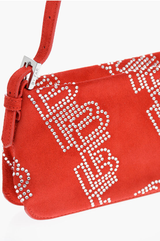 By Far Suede DULCE Rectangular Shoulder Bag with Crystals