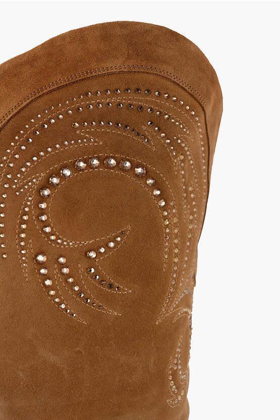 Paris Texas Suede HOLLY DAKOTA Western Boots with Rhinestone 10,5cm