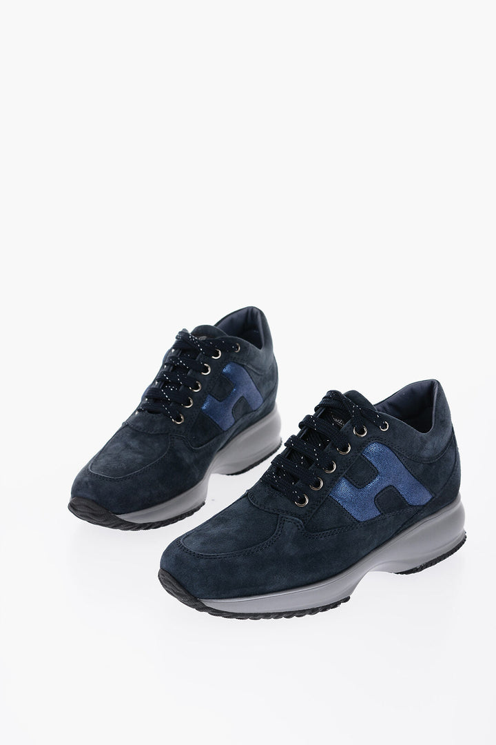 Hogan Suede INTERACTIVE Low-Top Sneakers with Tone sur Tone Monogr