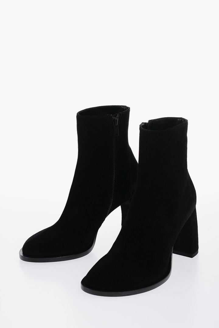 Ann Demeulemeester Suede LISA Ankle Boots with Curved Heel 9cm