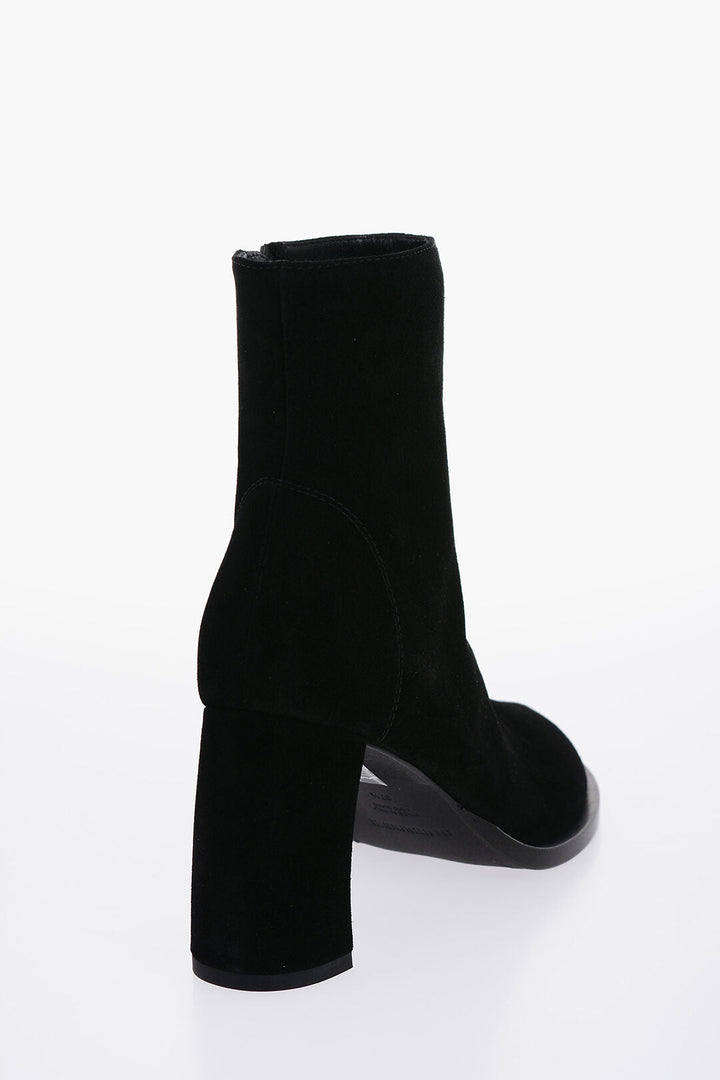 Ann Demeulemeester Suede LISA Ankle Boots with Curved Heel 9cm