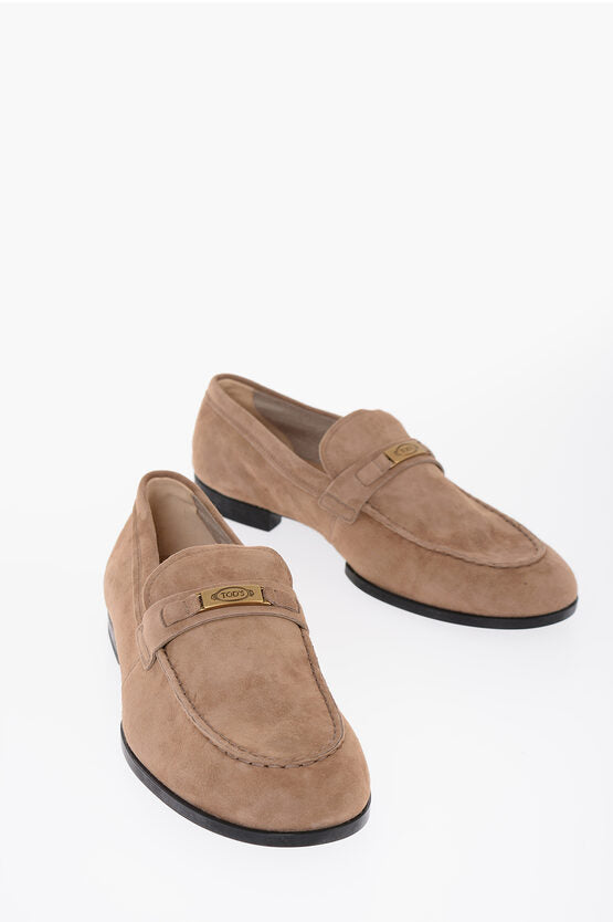 Tod's Suede Loafers with Logo Plaque