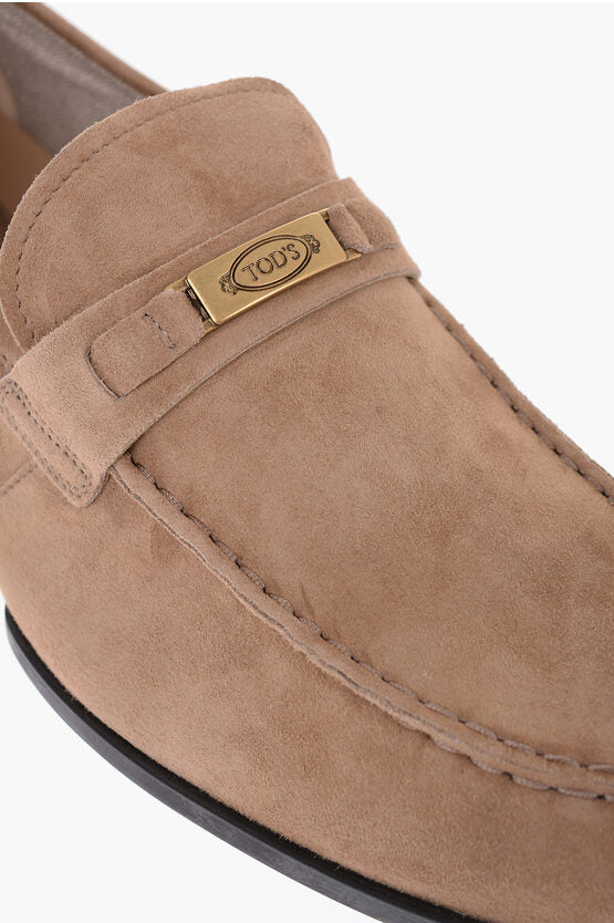 Tod's Suede Loafers with Logo Plaque