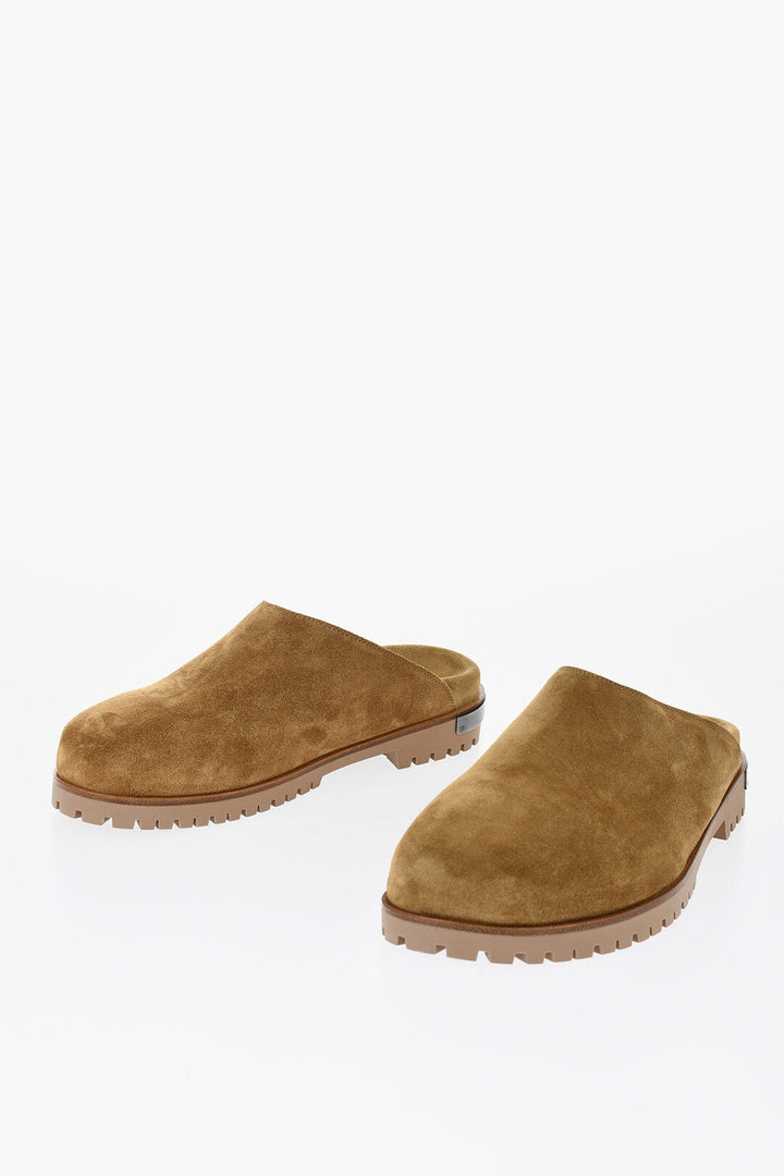 Off-White Suede METAL LOGO Mules with Rubber Sole