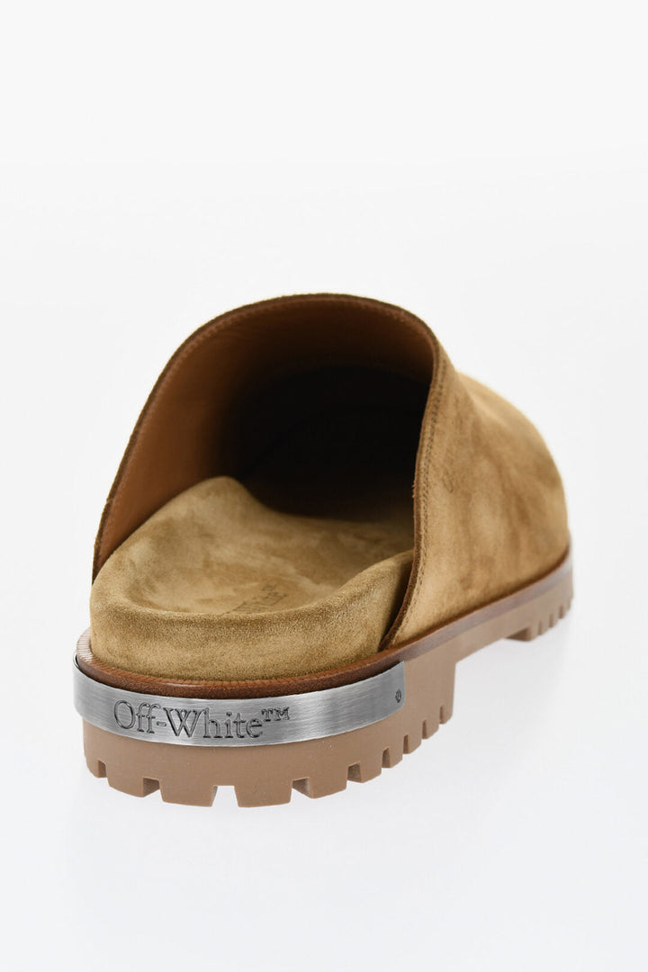 Off-White Suede METAL LOGO Mules with Rubber Sole
