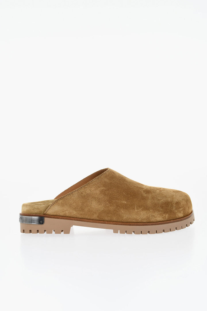 Off-White Suede METAL LOGO Mules with Rubber Sole