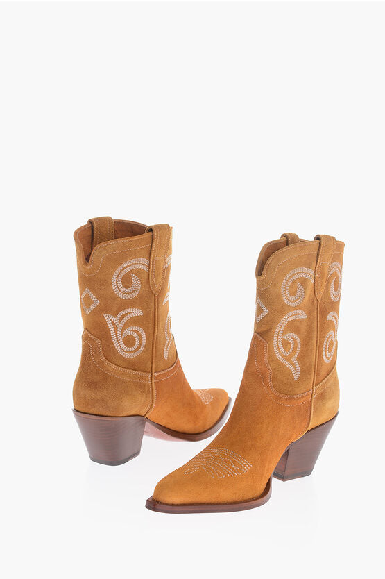 Sonora Suede PERLA 60 Wester Boots with Embroidery 8cm