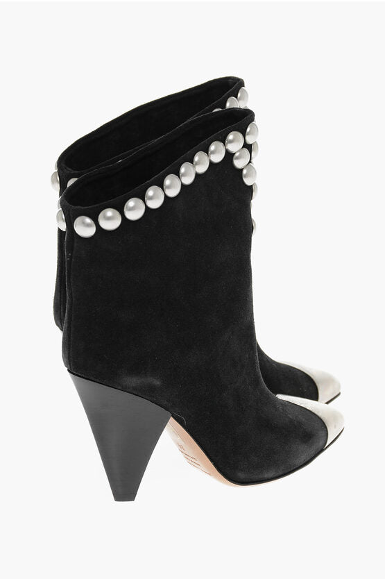 Isabel Marant Suede STUDDED POINTY Ankle Boots with Studs 9cm