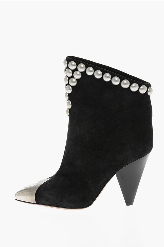 Isabel Marant Suede STUDDED POINTY Ankle Boots with Studs 9cm