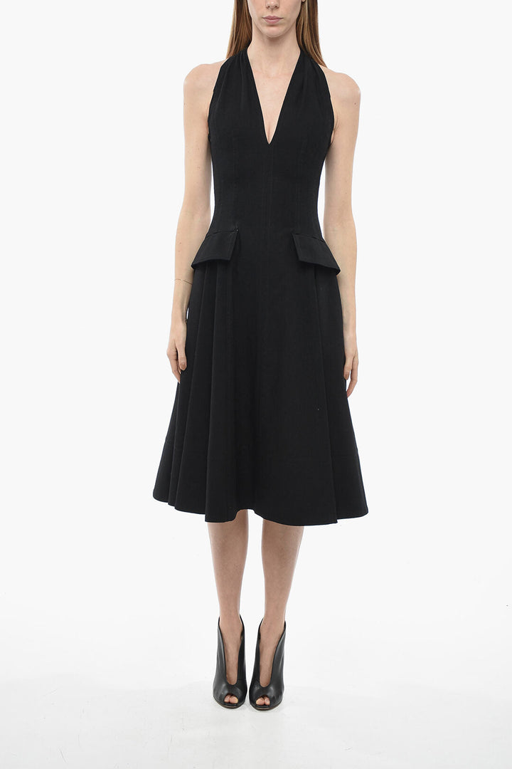 Bottega Veneta Textured Cotton Flared Dress with Denuded Shoulders