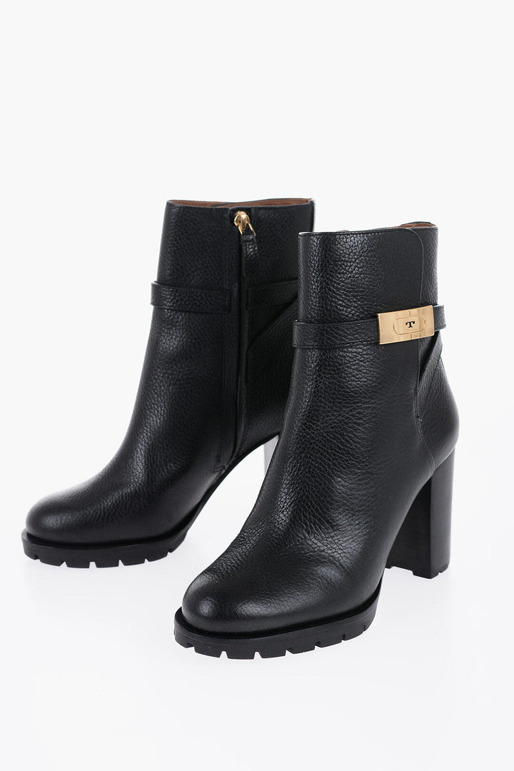 Tory Burch Textured Leather Ankle Boots with Strap