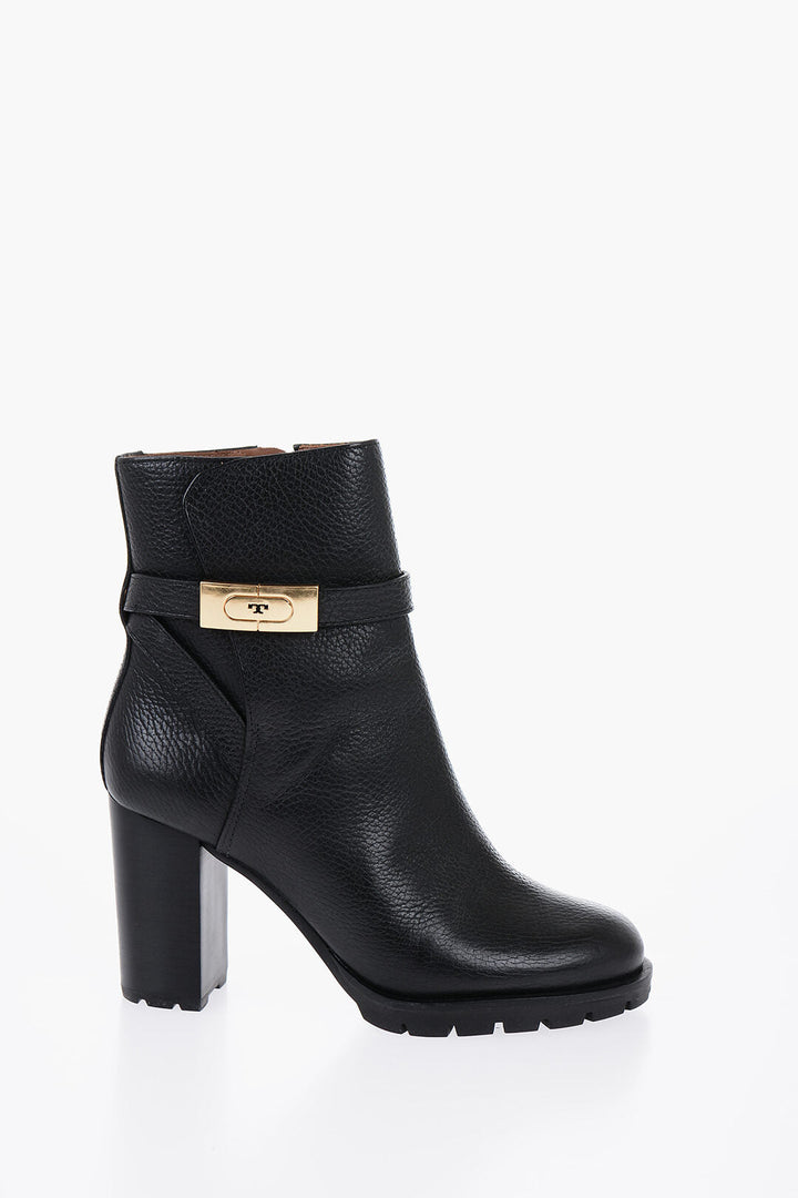 Tory Burch Textured Leather Ankle Boots with Strap