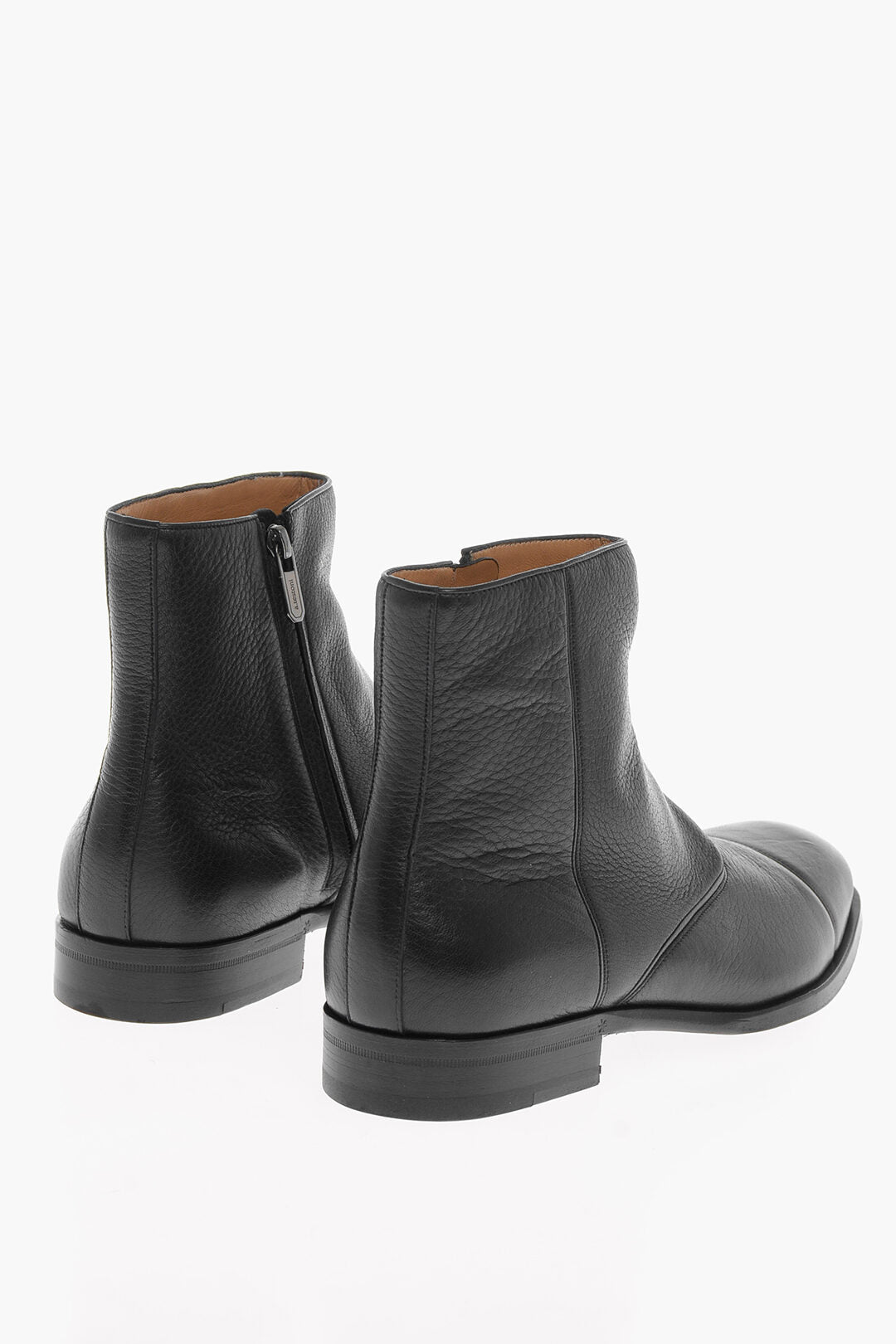 Testoni Textured Leather Ankle Boots with Zip