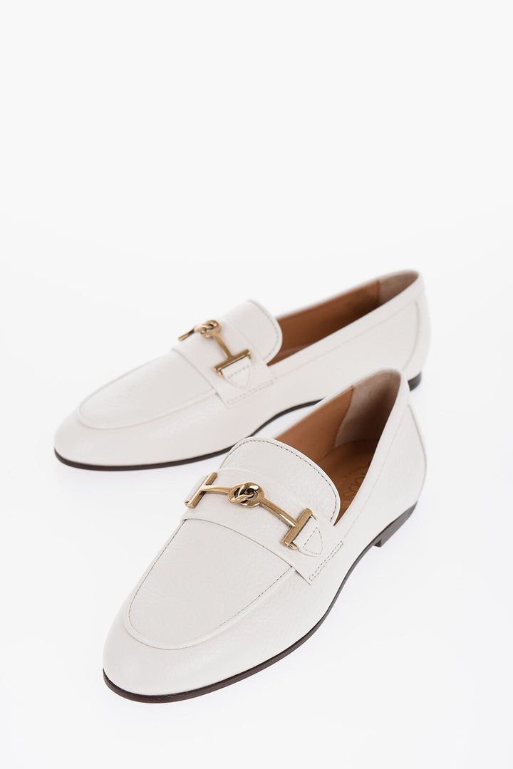 Tod's Textured Leather Bit Loafers with Golden Detail