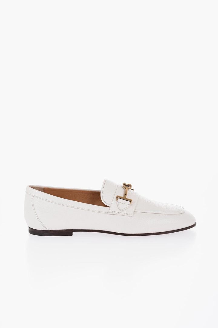 Tod's Textured Leather Bit Loafers with Golden Detail