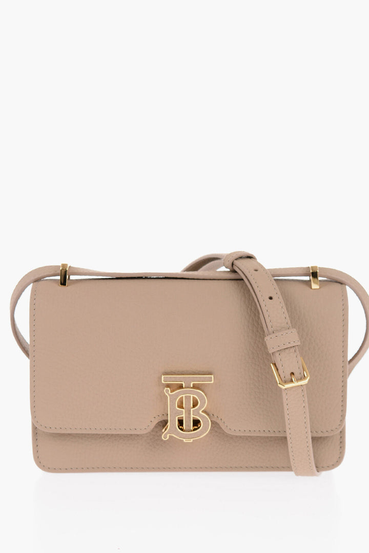 Burberry Textured Leather TB MINI Crossbody Bag with Monogram-Shaped