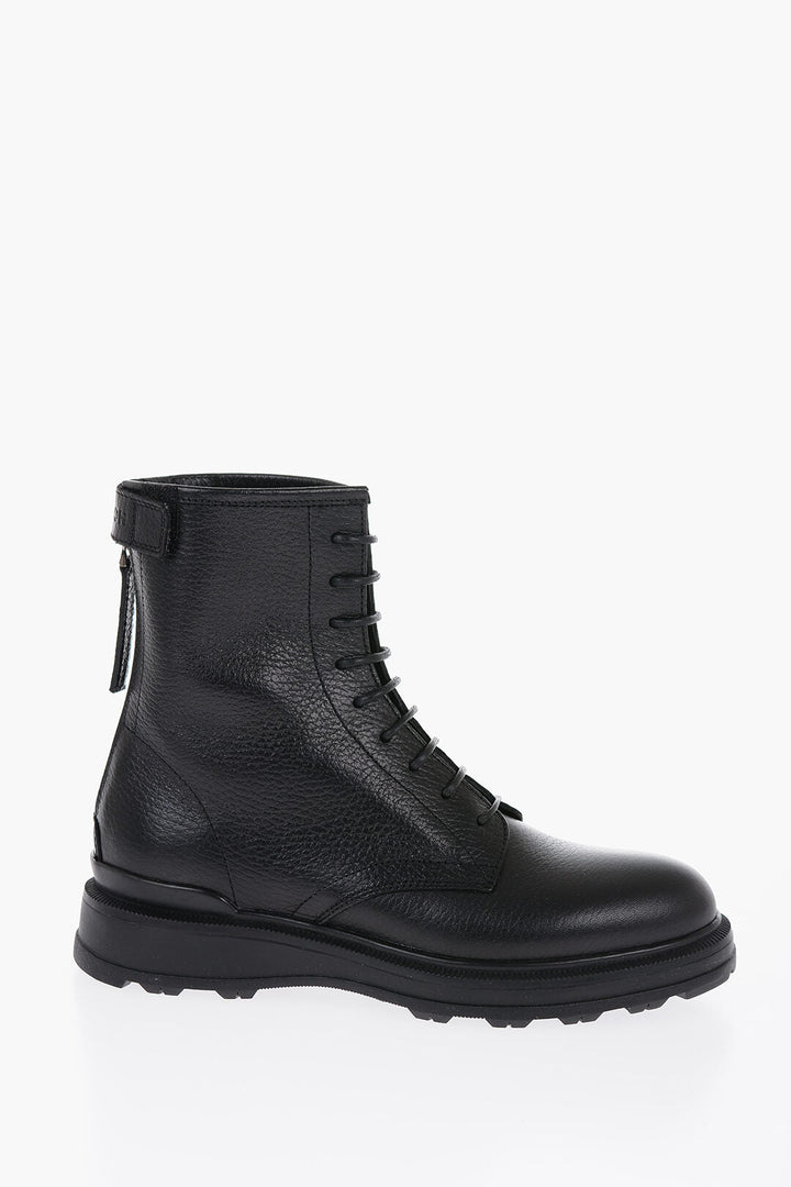 Woolrich Textured Leather WORK BOOT Combat Boots with Zip