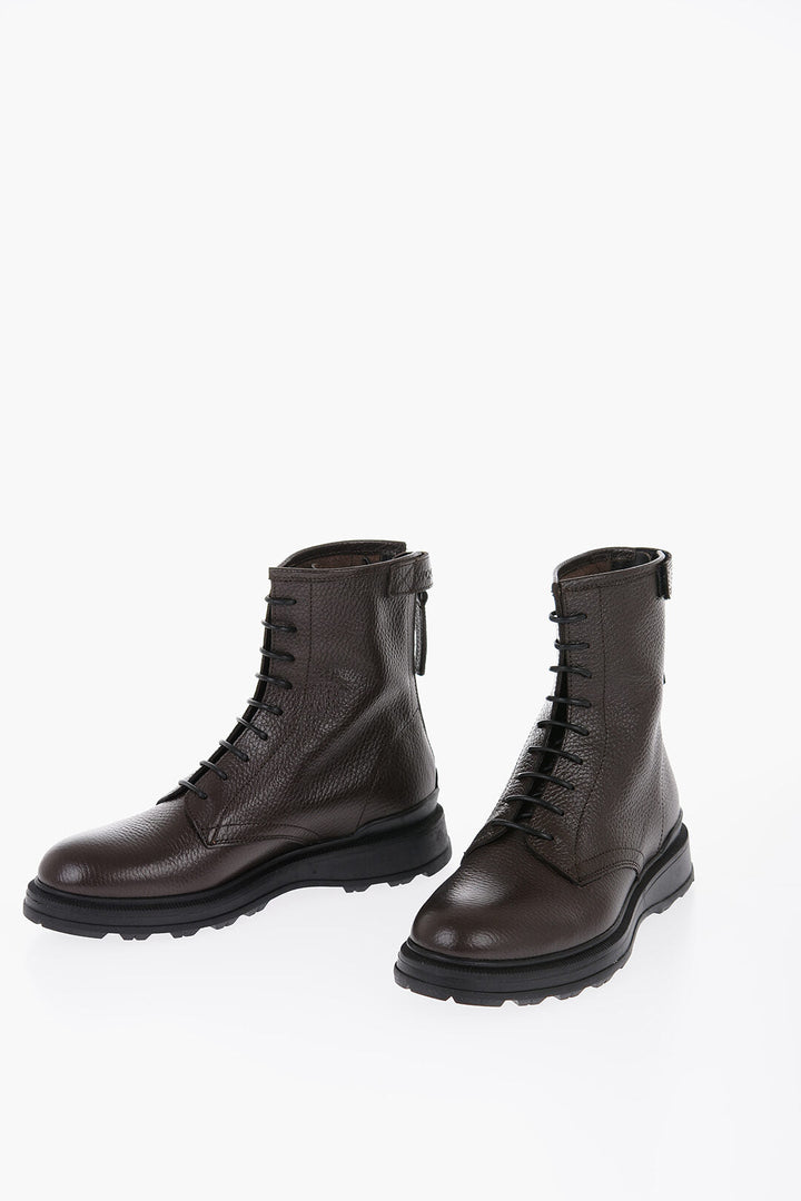 Woolrich Textured Leather W'S WORK Combat Boots with Back Zip