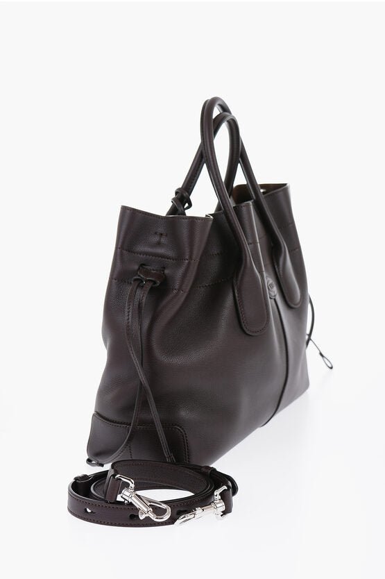 Bags - Tod's Grained Leather Bucket Bag with Drawstring - 1420000638642 - Ask Me Wear