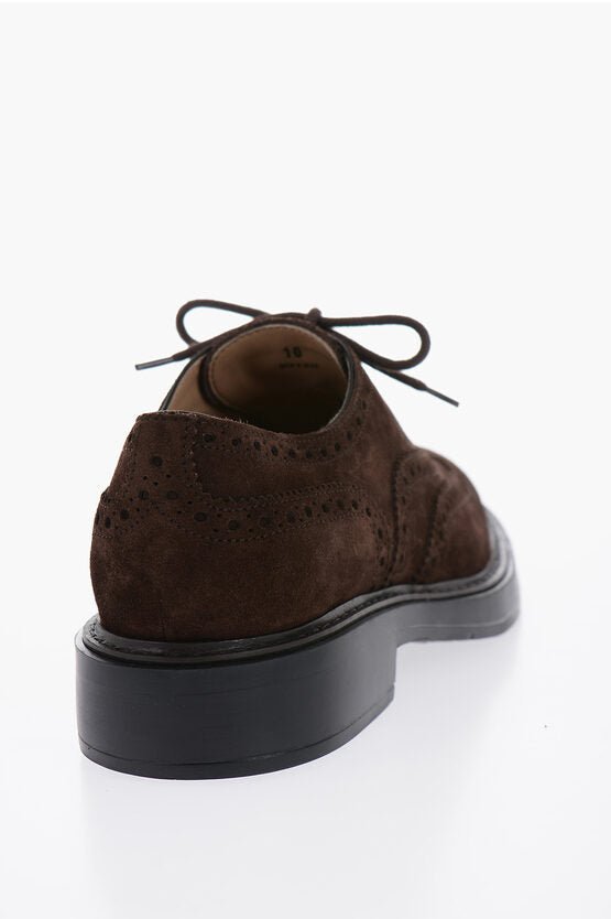 Shoes - Tod's Suede Leather Oxford Shoes With Brogues Details - 01701361082803 IT0253741 - Ask Me Wear