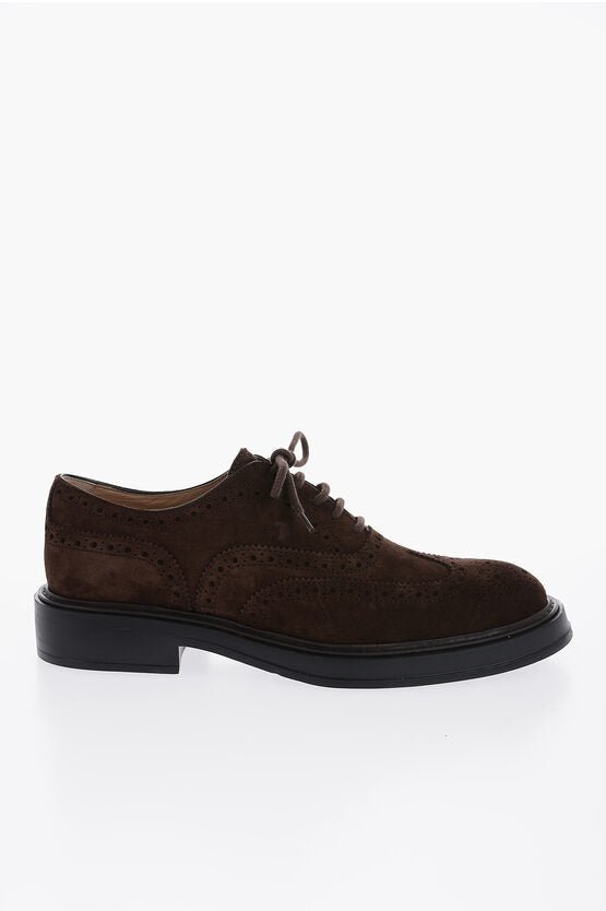 Shoes - Tod's Suede Leather Oxford Shoes With Brogues Details - 01701361082803 IT0253741 - Ask Me Wear