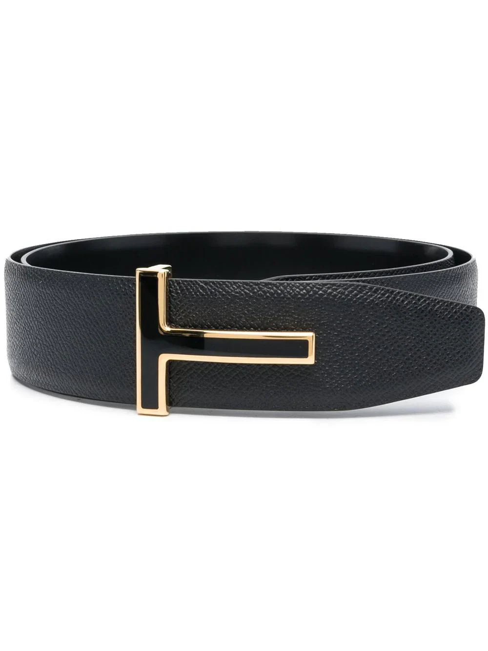 Belts - TOM FORD Adjustable T Logo Grain Belt Black Gold - 85cm(S/M) - TB247LCL221G1N001_100 - Ask Me Wear