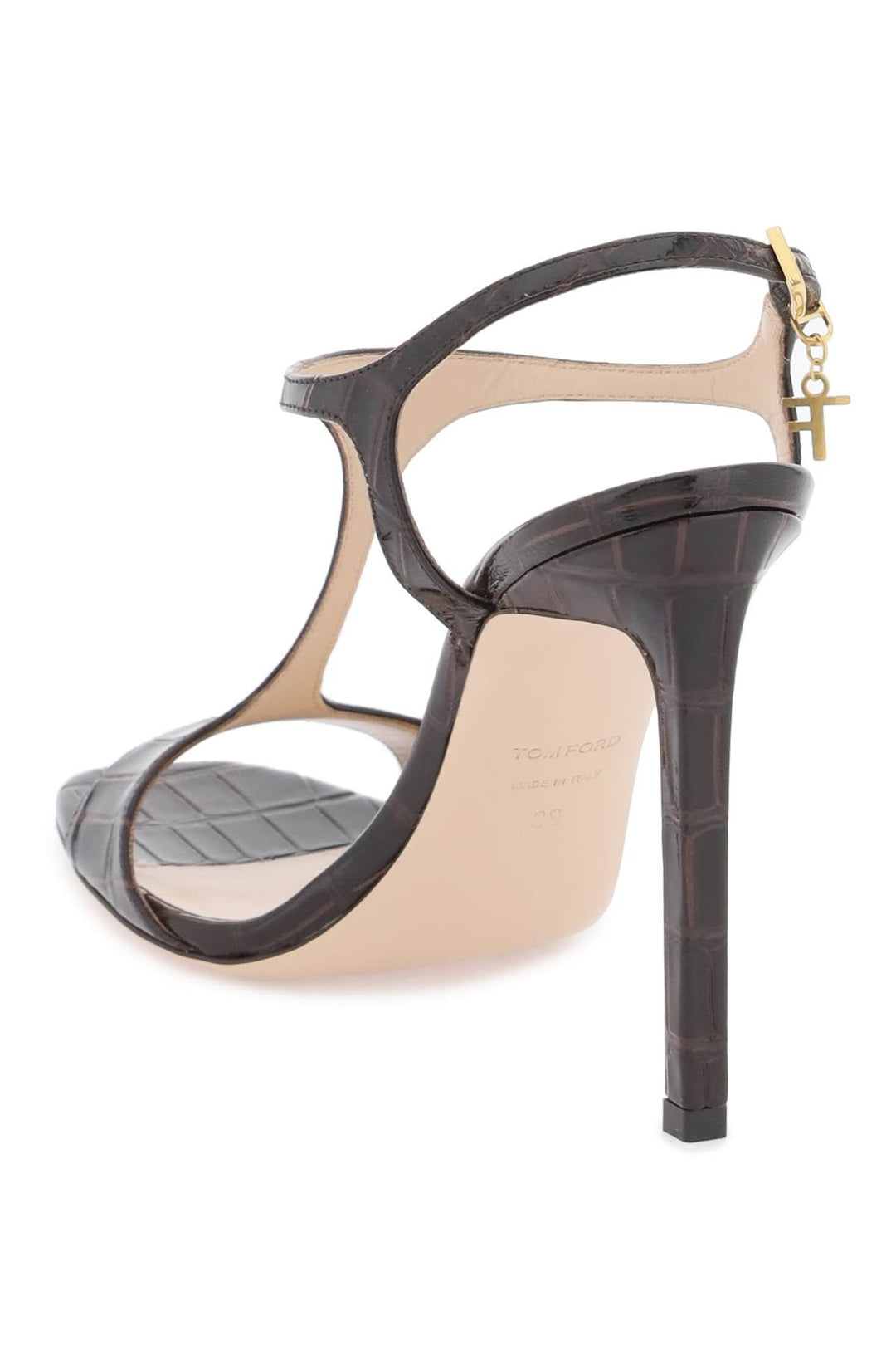 Shoes - Tom Ford Angelina Sandals In Croco - Embossed Glossy Leather - 241390NSD000001 - 1B087 - 38 - Ask Me Wear