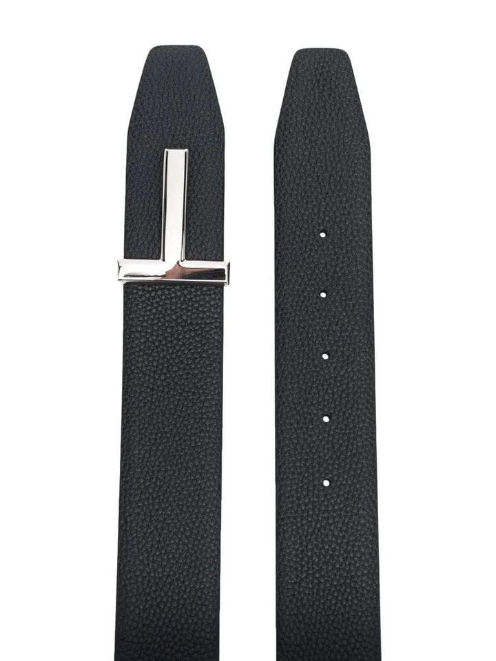 Belts - TOM FORD T Logo Grain Belt Navy/Silver - 85cm(S/M) - TB178LCL236S3LN01_100cm - Ask Me Wear