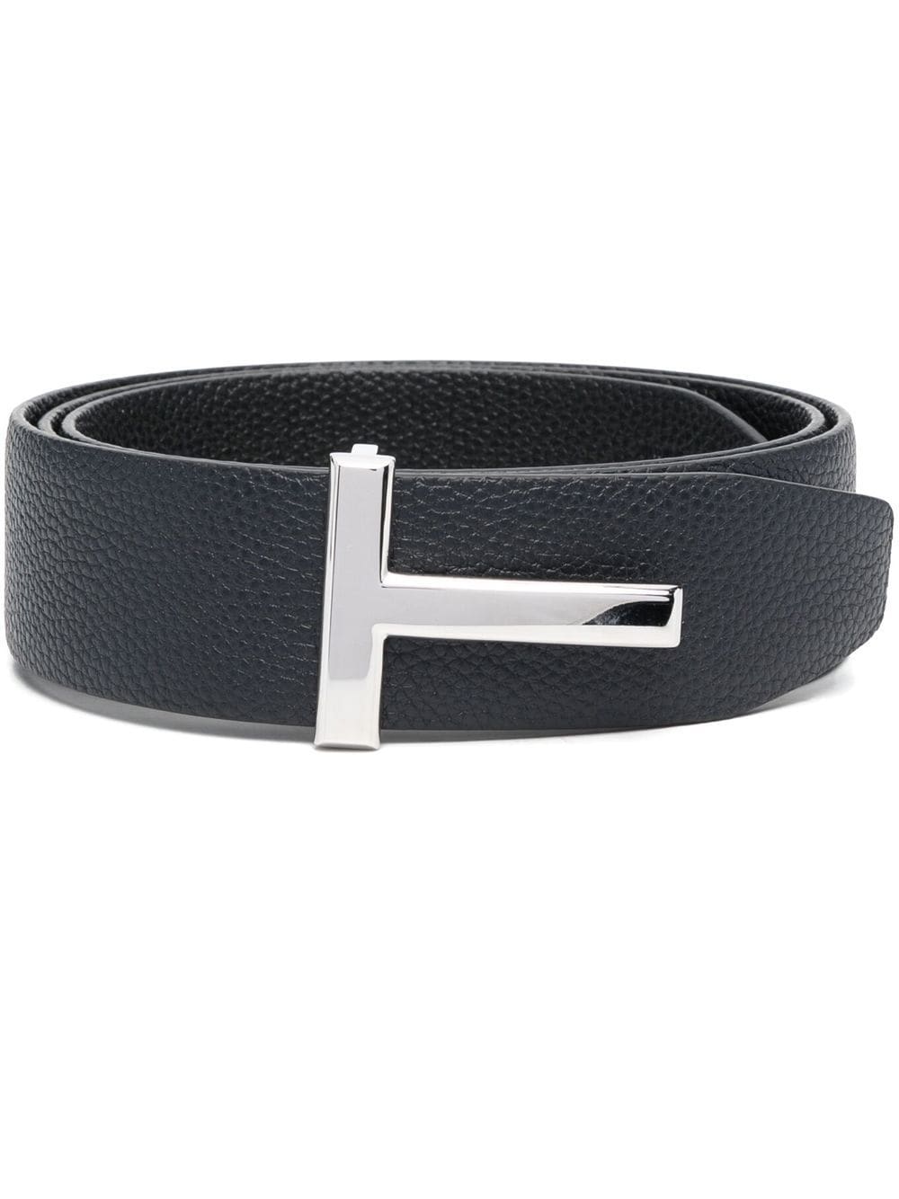 Belts - TOM FORD T Logo Grain Belt Navy/Silver - 85cm(S/M) - TB178LCL236S3LN01_100cm - Ask Me Wear