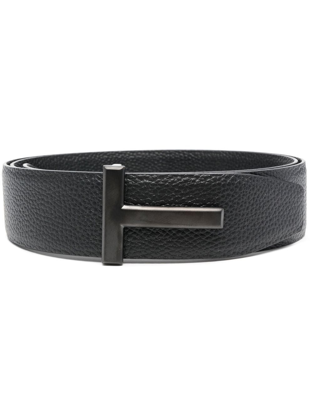 Belts - TOM FORD T Logo Grain Belt New Season Black/Black - 85cm(S/M) - TB178LCL236L1N001_100cm(L) - Ask Me Wear