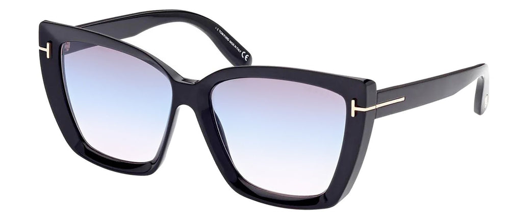 Tom FordSunglasses - Tom Ford FT 0920 01B Square Plastic Black Sunglasses with Blue Gradient Lens - FT_0920_01B_57mm - Ask Me Wear