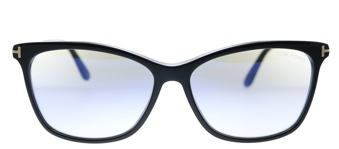 Tom FordSunglasses - Tom Ford FT 5690 - B 001 Square Plastic Black Sunglasses with Blue Block Clear With Peach Clip on Mirror Lens - FT_5690 - B_001 - Ask Me Wear