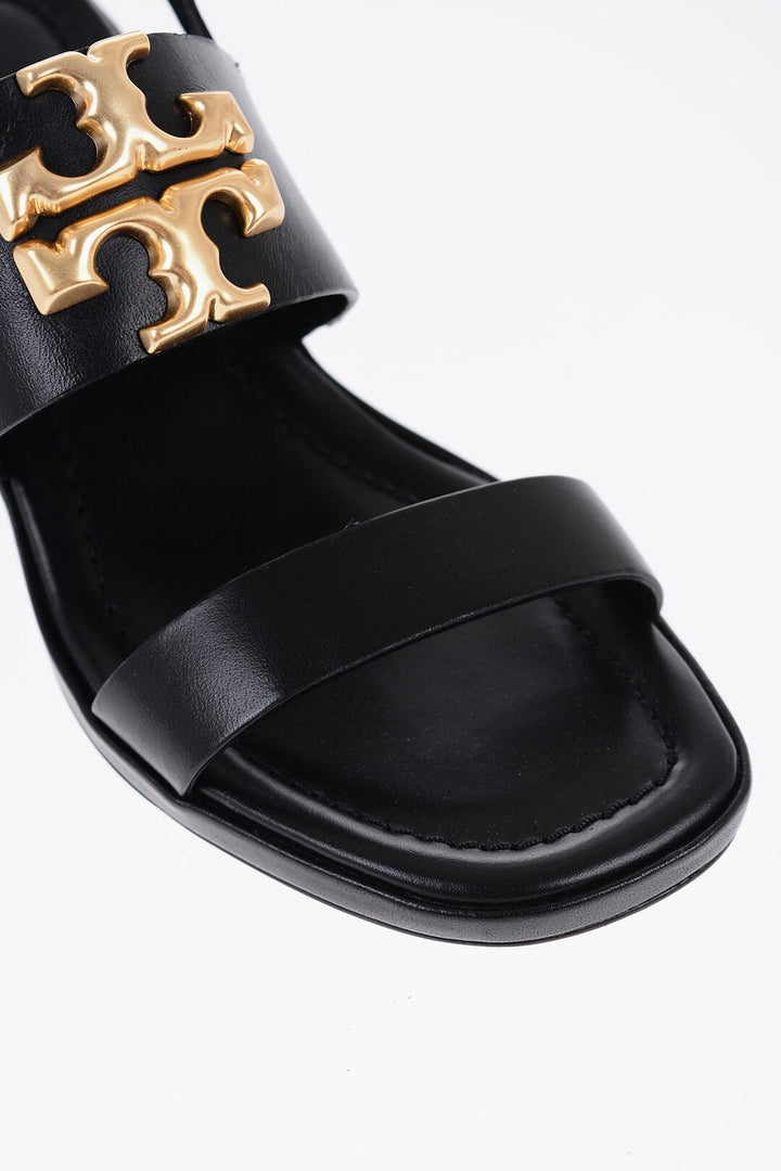 Shoes - Tory Burch Leather Sandals with Golde - Effect Monogram 5,5cm - 000001817260 - Ask Me Wear