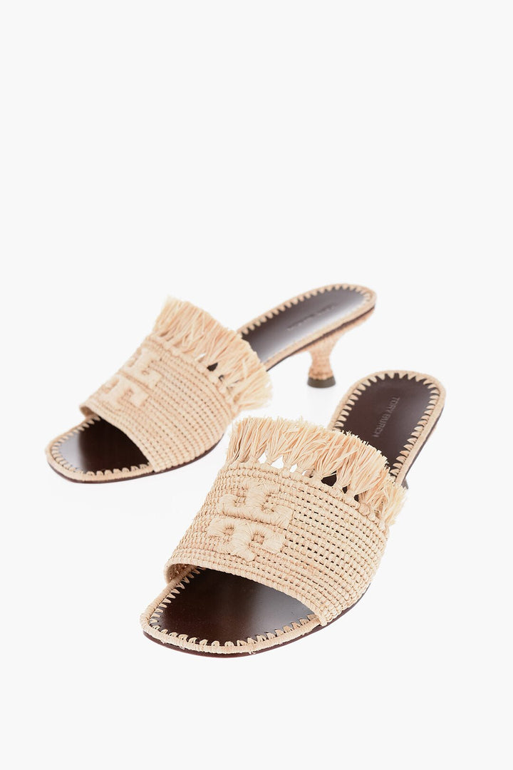 Shoes - Tory Burch Raffia ELEANOR Mules with Embossed Logo - GC120240600391 - Ask Me Wear