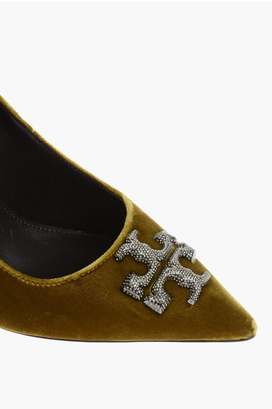 Shoes - Tory Burch Velvet ELEANOR PAVE Pumps with Rhinestone Logo 10cm - 900221291910 - Ask Me Wear