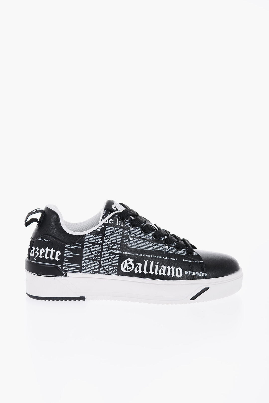 John Galliano Two-Tone Faux Leather Low-Top Sneakers With All-Over Letteri