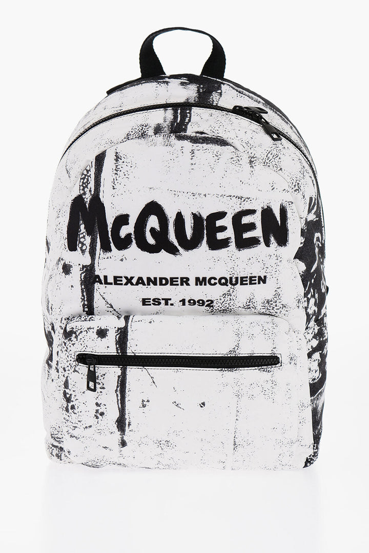 Alexander McQueen Two-Tone Metropolitan Backpack with Graffiti Print