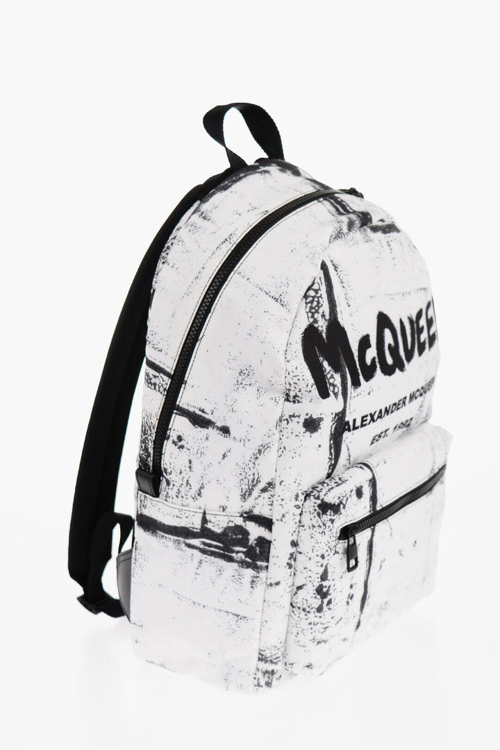 Alexander McQueen Two-Tone Metropolitan Backpack with Graffiti Print