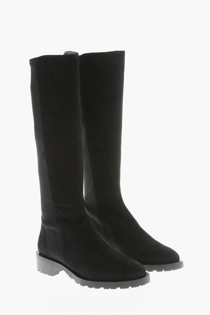 Stuart Weitzman Under-the-Knee 5050 Suede and Fabric Boots