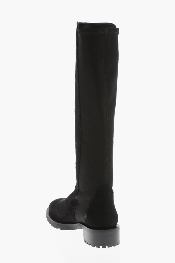 Stuart Weitzman Under-the-Knee 5050 Suede and Fabric Boots