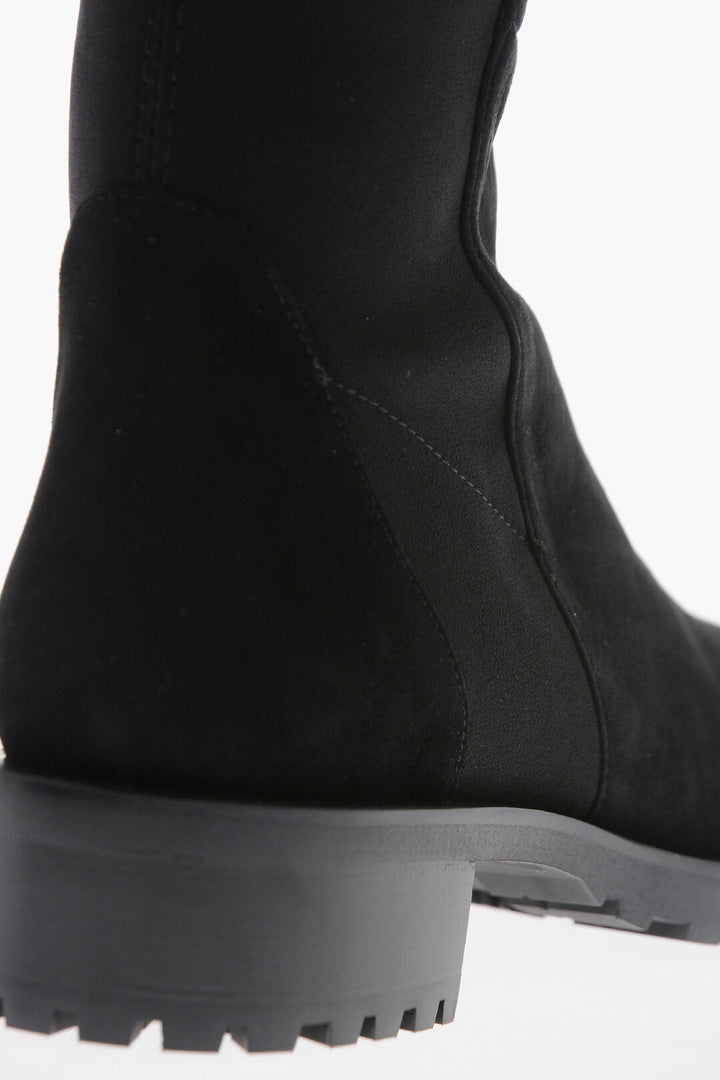 Stuart Weitzman Under-the-Knee 5050 Suede and Fabric Boots