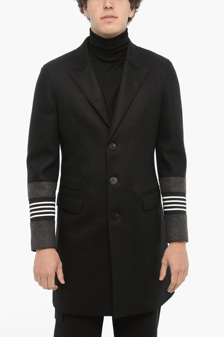 Neil Barrett Unlined TRAVEL STRIPED Skinny fit Coat